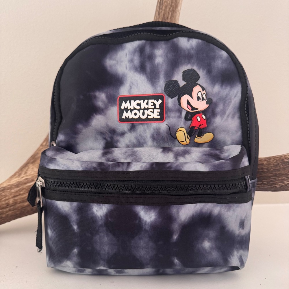 Disney Mickey Mouse Tie Dye Mini Backpack Black White Small Travel Bag